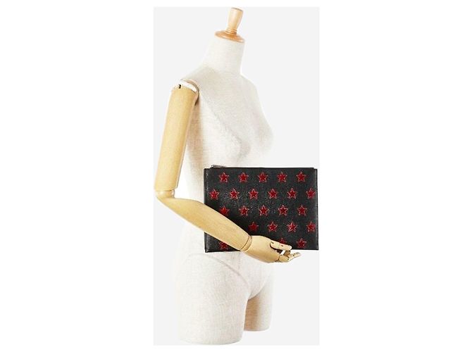 Saint Laurent Clutch in pelle nera a stella Nero - vista 2