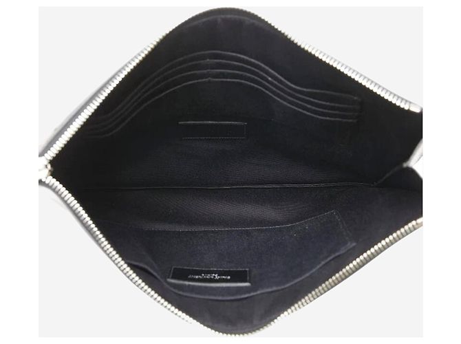Saint Laurent Clutch in pelle nera a stella Nero - vista 7