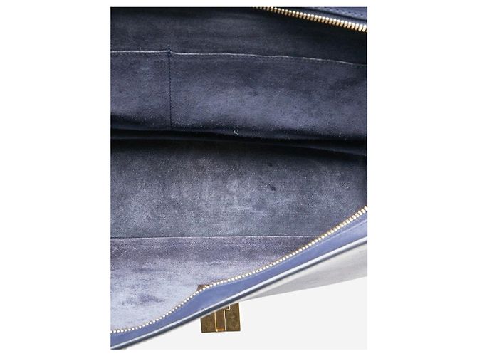 Céline Borsa 2 in 1 in pelle e suede blu navy e beige Trapeze - vista 10