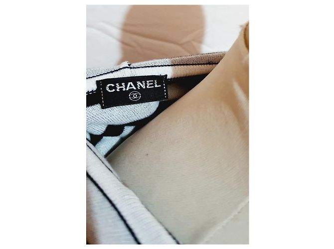 Chanel Sweatshirt / Kurzes Kleid Weiß Marineblau - Ansicht 10