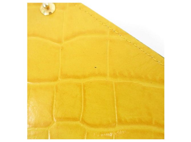 Autre Marque Epoi Präge-Leder-Clutch Gelb - Ansicht 10