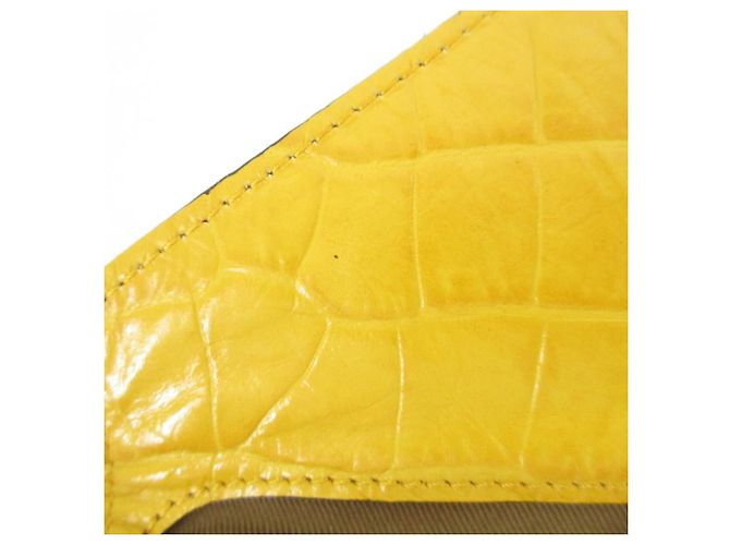 Autre Marque Epoi Präge-Leder-Clutch Gelb - Ansicht 12