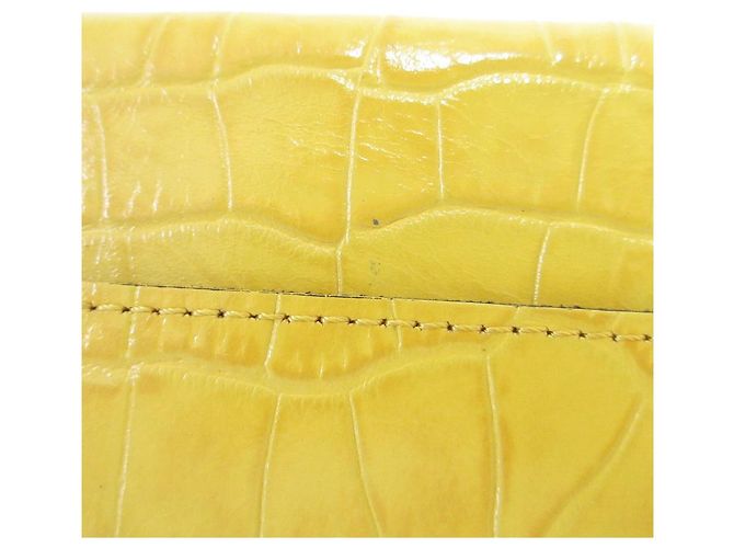 Autre Marque Epoi Präge-Leder-Clutch Gelb - Ansicht 13