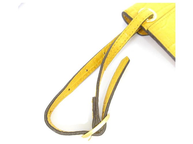 Autre Marque Epoi Präge-Leder-Clutch Gelb - Ansicht 14