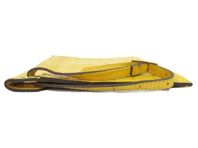 Autre Marque Epoi Präge-Leder-Clutch Gelb - Ansicht 3