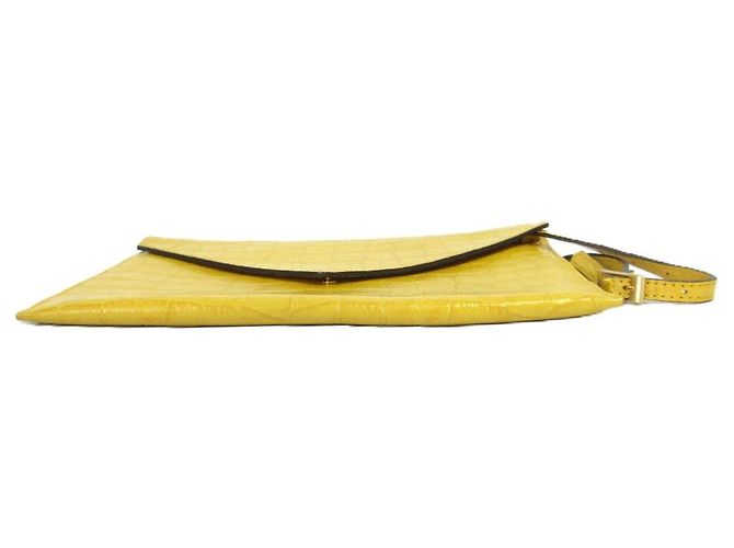 Autre Marque Epoi Präge-Leder-Clutch Gelb - Ansicht 4