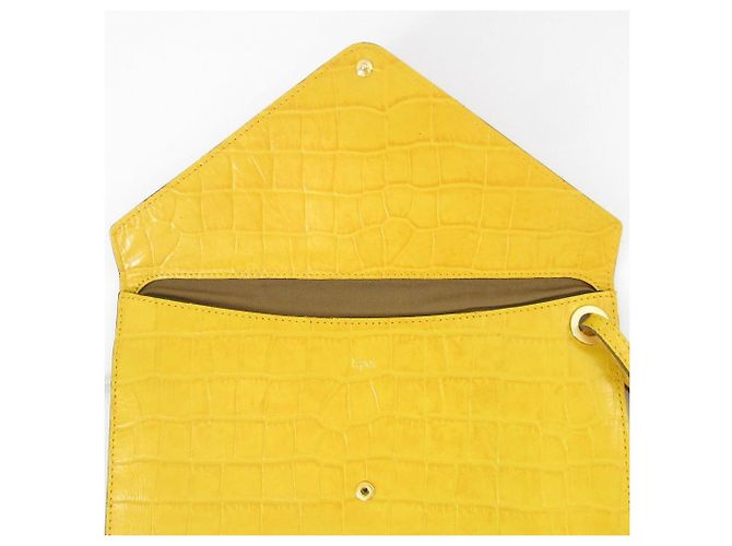 Autre Marque Epoi Präge-Leder-Clutch Gelb - Ansicht 6