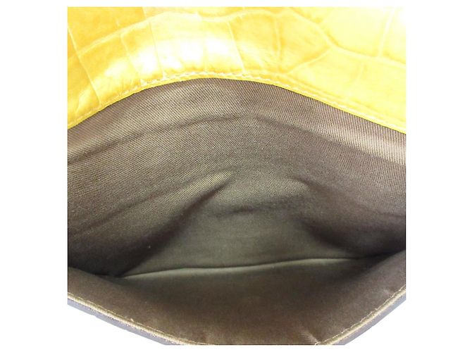 Autre Marque Epoi Präge-Leder-Clutch Gelb - Ansicht 7