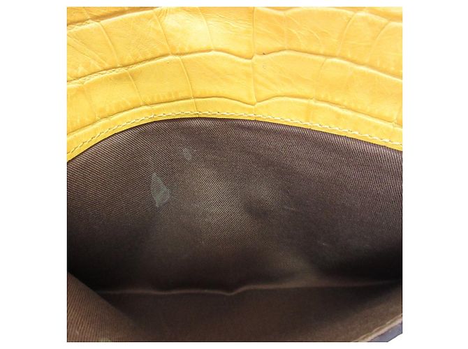 Autre Marque Epoi Präge-Leder-Clutch Gelb - Ansicht 9