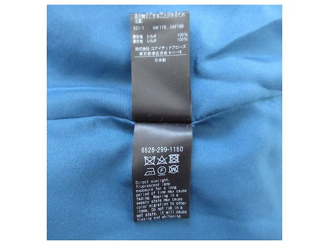 Autre Marque Langes Kleid aus Seidensatin mit Blumenmuster Drawer Blau Marineblau - Ansicht 8