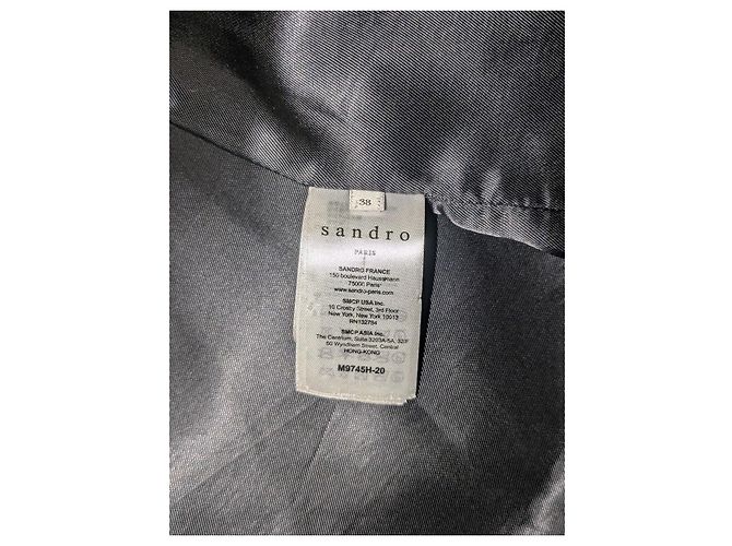 Abrigo Duffle Sandro Negro de Lana y Shearling - vista 7
