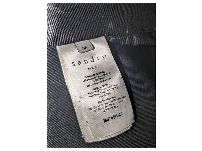 Abrigo Duffle Sandro Negro de Lana y Shearling - vista 8