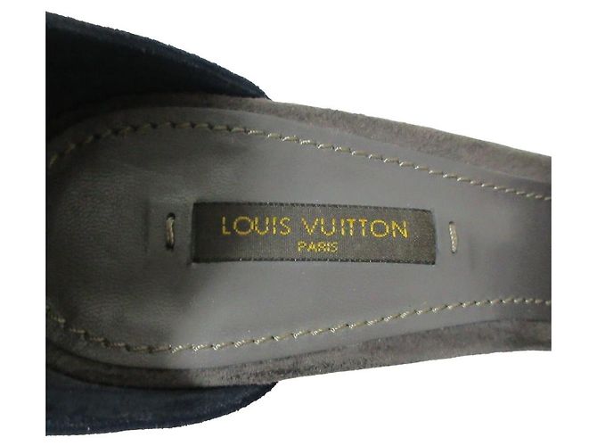 Sandali in suede con motivo floreale Louis Vuitton Marrone Blu navy - vista 4