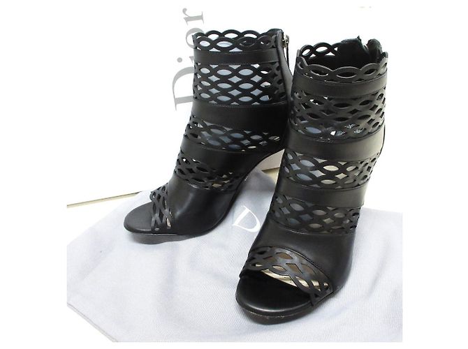 Christian Dior TATTOO Cutwork Leder Stiefeletten Sandalen Schwarz - Ansicht 10