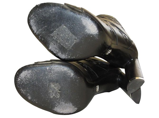 Christian Dior TATTOO Cutwork Leder Stiefeletten Sandalen Schwarz - Ansicht 4