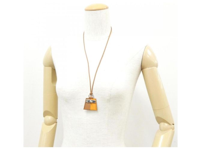 Collana Hermès Mon Petit Kelly PM D'oro Arancione - vista 4