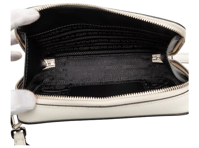 Borsa a tracolla Brique Saffiano Bianca di Prada Bianco Bianco sporco - vista 4