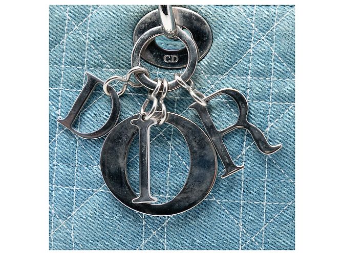 Dior Blu Grande Borsa in Denim Cannage con Manici in Acrilico Lady Dior Blu chiaro - vista 6