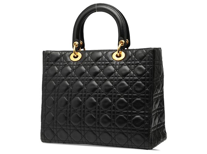 Dior Nero Grande Borsa in Agnello Cannage Lady Dior - vista 2