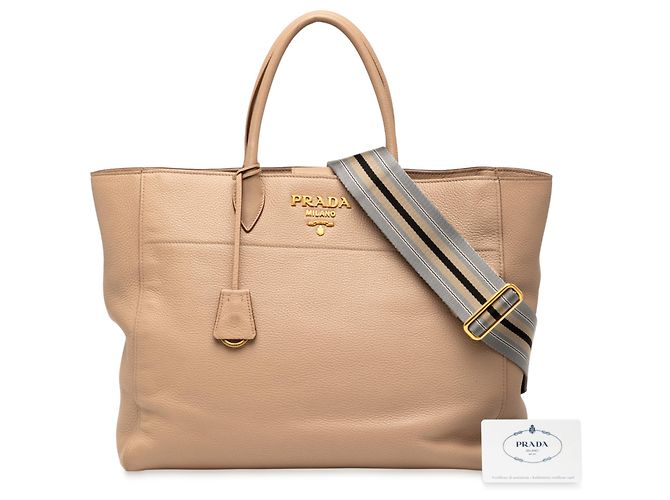 Bolsa tote conversível aberta Vitello Phenix marrom da Prada Caramelo - vista 7