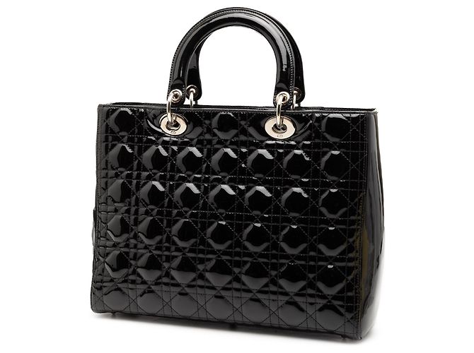 Dior Schwarz Große Lackleder Cannage Lady Dior - Ansicht 2