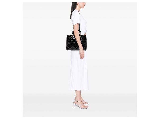 Dior Schwarz Große Lackleder Cannage Lady Dior - Ansicht 8