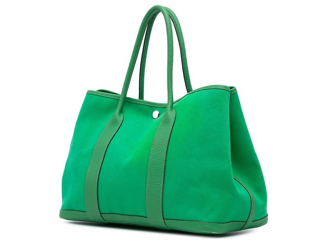 Hermès Garden Party 36 in Tela Verde e Negonda D'oro - vista 2