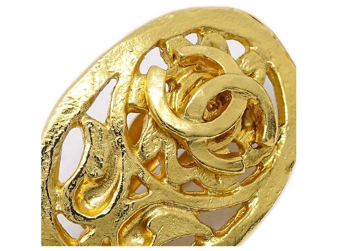 Orecchini a cerchio in metallo Chanel CC Oval Tag Drop D'oro - vista 3