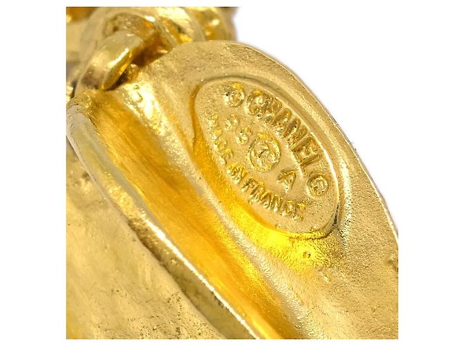 Orecchini a cerchio in metallo Chanel CC Oval Tag Drop D'oro - vista 4
