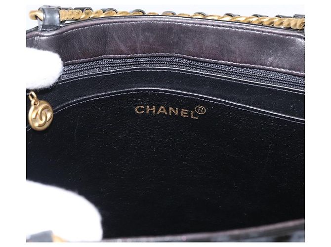 Bolsa de couro Chanel Chocolate bar Preto - vista 6