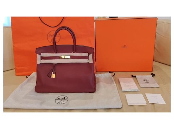 Borsa Hermès Birkin 35 in pelle swift bordeaux Bordò - vista 3