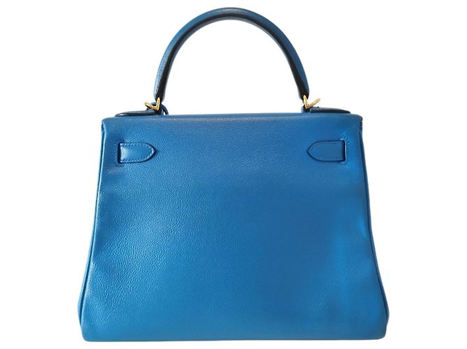 Borsa Hermès Kelly 28 in Pelle Blu - Ansicht 4