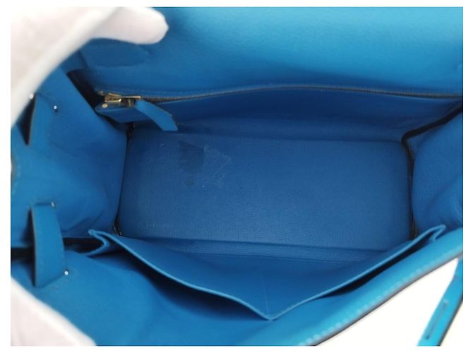Borsa Hermès Kelly 28 in Pelle Blu - Ansicht 8