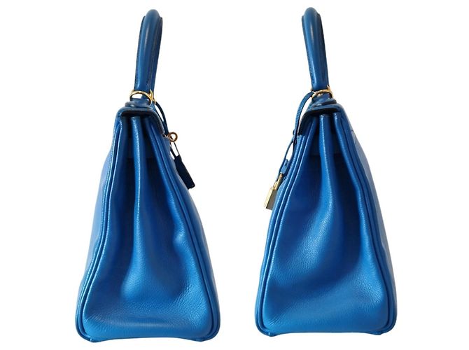 Borsa Hermès Kelly 28 in Pelle Blu - Ansicht 9
