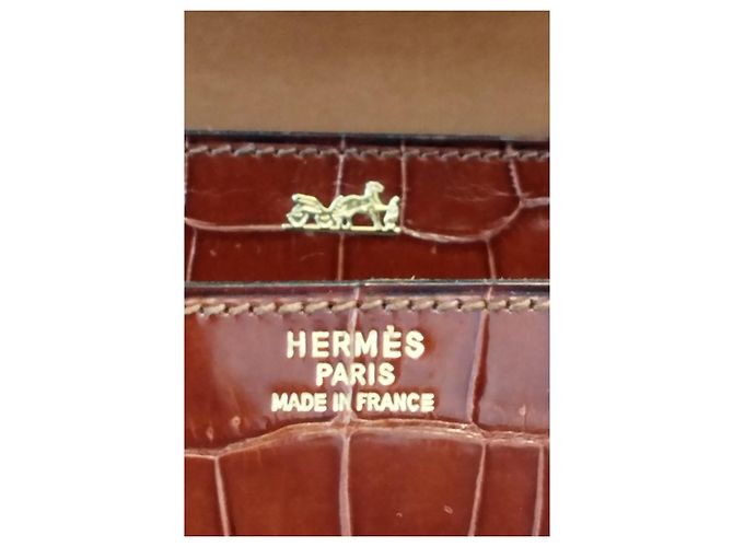 Borsa Hermès Sequana Rara in Coccodrillo Marrone - vista 10