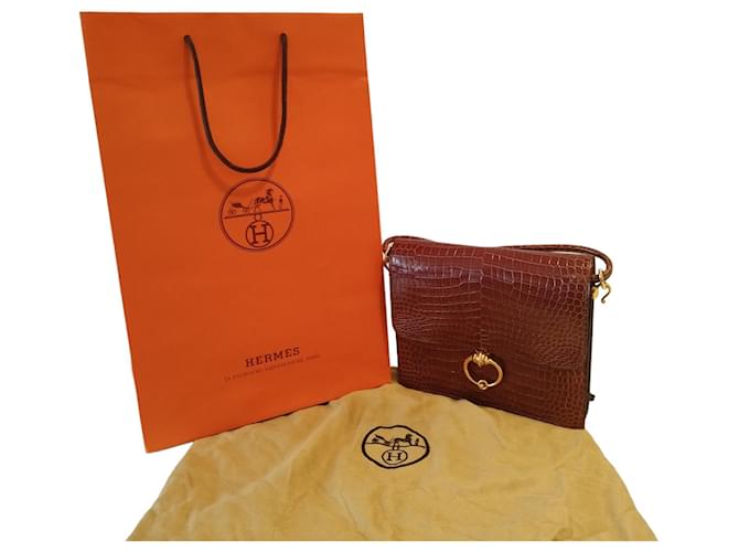 Borsa Hermès Sequana Rara in Coccodrillo Marrone - vista 3