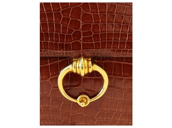 Borsa Hermès Sequana Rara in Coccodrillo Marrone - vista 9