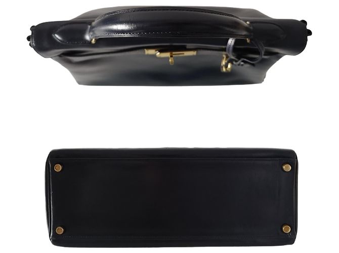 Hermès Borsa Hermes Kelly 32 in pelle box blu navy - vista 10