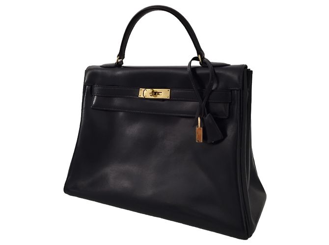 Hermès Borsa Hermes Kelly 32 in pelle box blu navy - vista 4