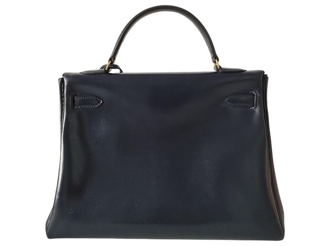 Hermès Borsa Hermes Kelly 32 in pelle box blu navy - vista 5
