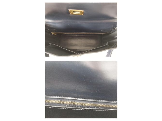 Hermès Borsa Hermes Kelly 32 in pelle box blu navy - vista 8