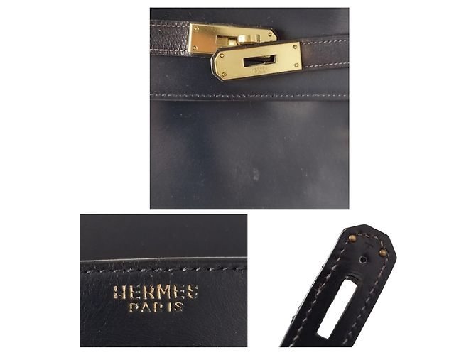 Hermès Borsa Hermes Kelly 32 in pelle box blu navy - vista 9
