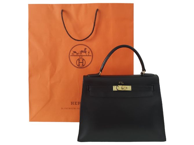 Hermès Borsa Hermes Kelly 28 Sellier in pelle box nera Nero - vista 10