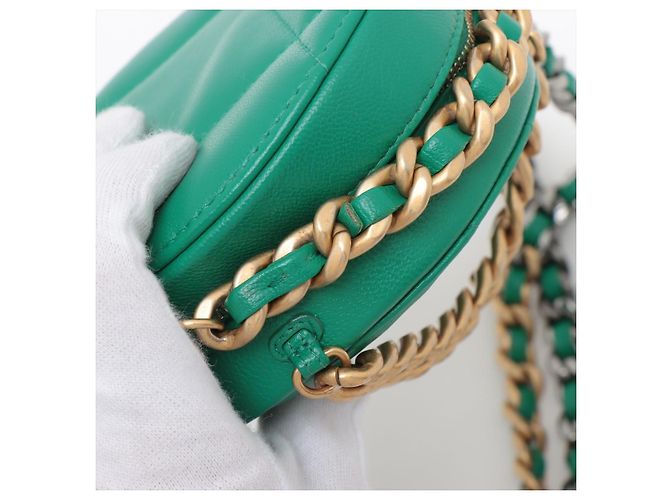 Borsa a spalla in pelle di agnello CHANEL 19 con catena Verde - vista 12