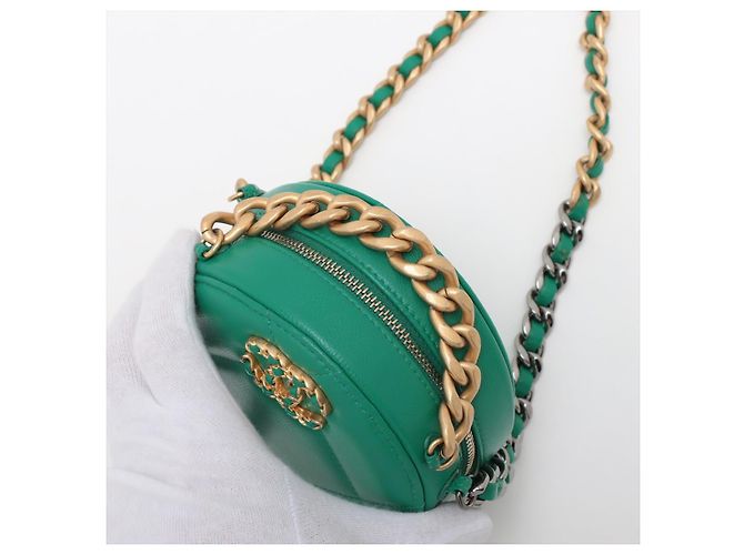 Borsa a spalla in pelle di agnello CHANEL 19 con catena Verde - vista 5