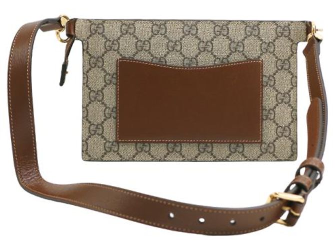 Gucci Cinto Sling de couro GG Monogram Marrom - vista 8