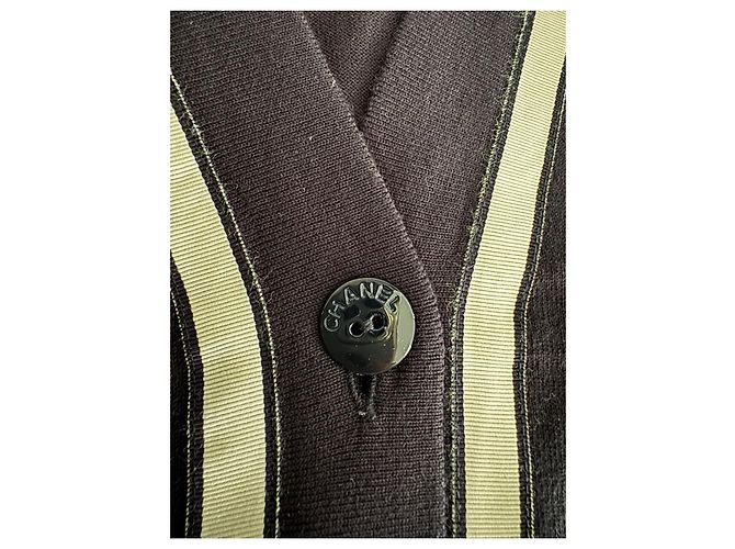 Cambon Cárdigan Chanel Azul Marino de Algodón con Rayas Beige - vista 5