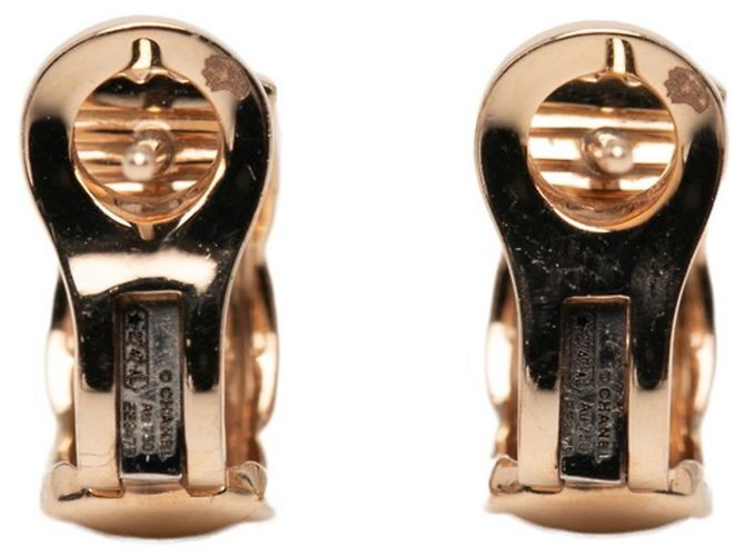 Chanel Coco Crush Collection 18K Beige Gold Hoop Earrings Golden - view 2