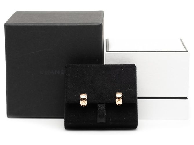 Chanel Coco Crush Collection 18K Beige Gold Hoop Earrings Golden - view 4