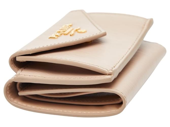Vitello Prada Dreifach-Compact-Geldbörse Beige - Ansicht 5